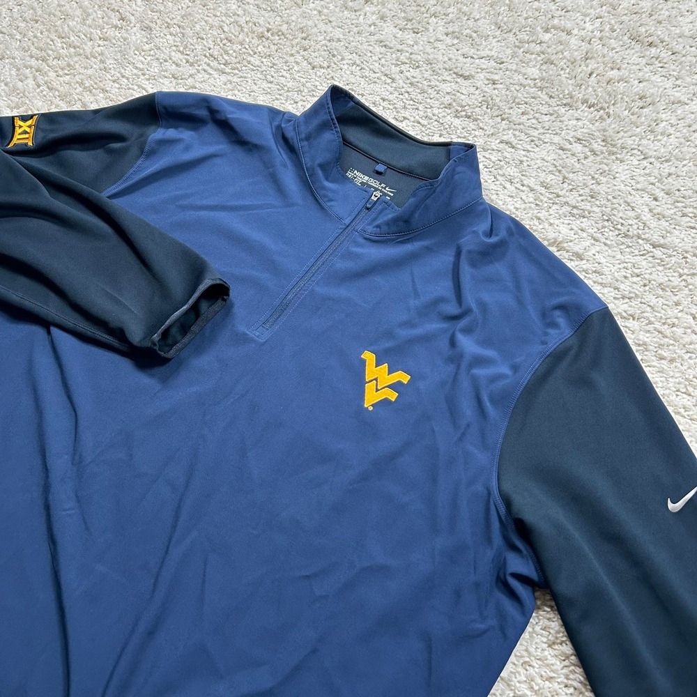 Nike Pullover 3XL Navy West Virginia Mountaineers Dri-FIT Quarter Zip 1/4 Golf